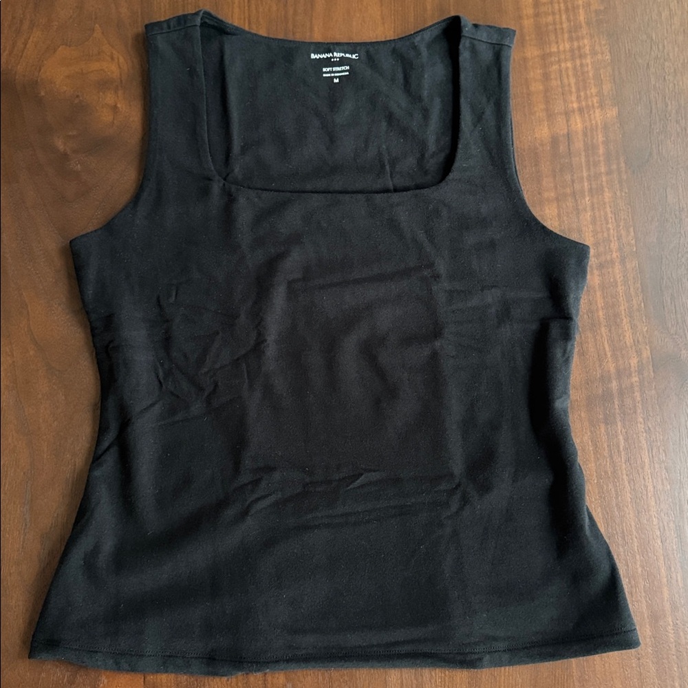 BANANA REPUBLIC FULLY LINED SQUARE-NECK SLEEVELESS TOP M Black FACTORY 444871